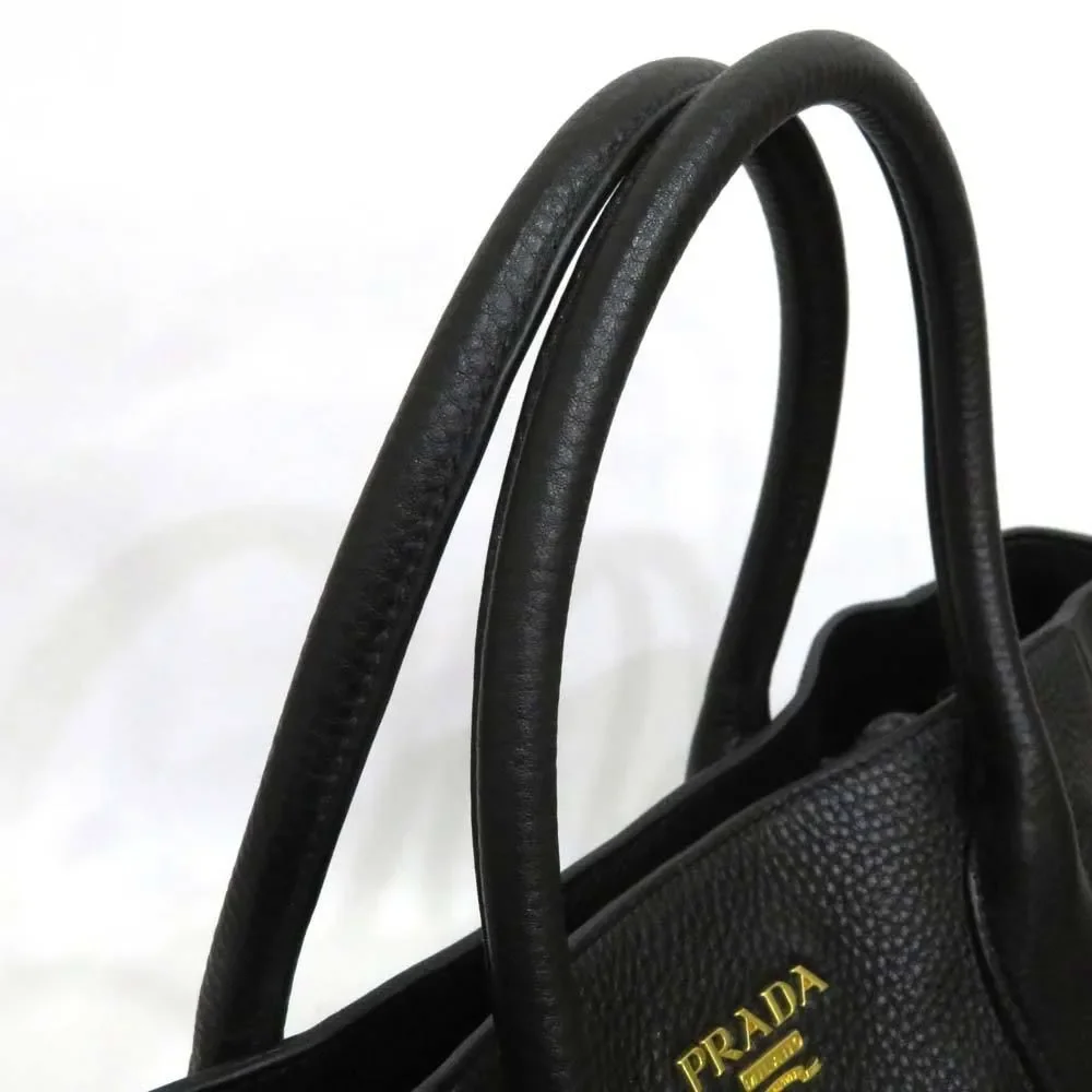 Prada 2 Way Bag Vitello Dino Leather Black - Picture 8 of 10